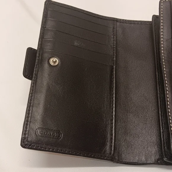 Coach Signature Jacquard Leather Envelope Buckle Bifold Wallet Zip - Picture 5 of 8